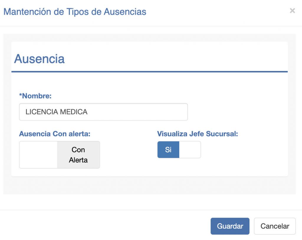 Crear Tipo de Ausencia
